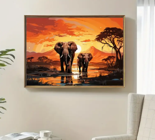 Preview: Diamond Painting Sonnenuntergang Savanne